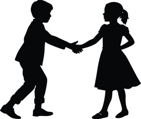 Siblings Reconciling With Handshake Silhouette | Siblings Making Up With Handshake Silhouette