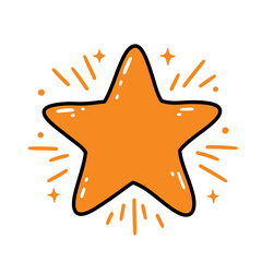 Orange Star with Sparkles Illustration on White Background for Design Elements