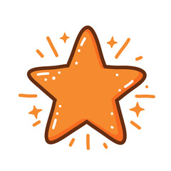 Orange Star with Sparkles Illustration on White Background for Design Elements