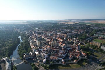 Louny historical town and city center aerial panorama, Ceske Stredohori,Bohemia Czech republic, old town square and streets landmark