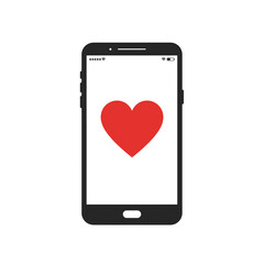 Smartphone with Red Heart on Screen for Valentines Day Celebration