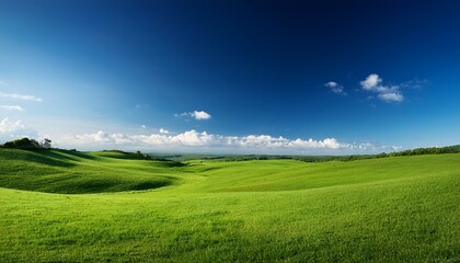 Obraz premium a vast rolling green meadow under a bright blue sky