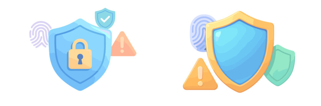 Security icons representing protection and alert symbols in a digital context for privacy assurance