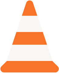 Hand drawn Orange Traffic Cone Construction Sign Illustration