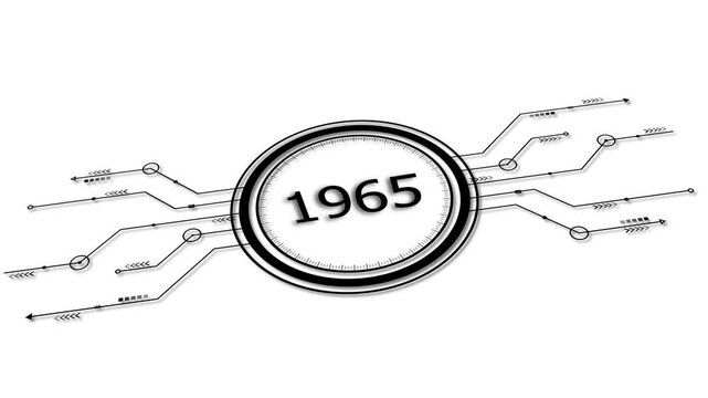 1965 Digital Countdown Futuristic Tech Design Abstract Concept Circuit Board Style Timeline