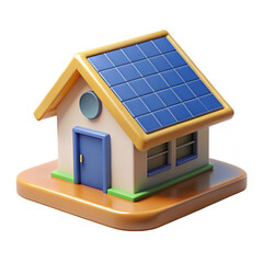 Solar panel home efficiency sustainable energy renewable power residential building cartoon illustration transparent. 3d style