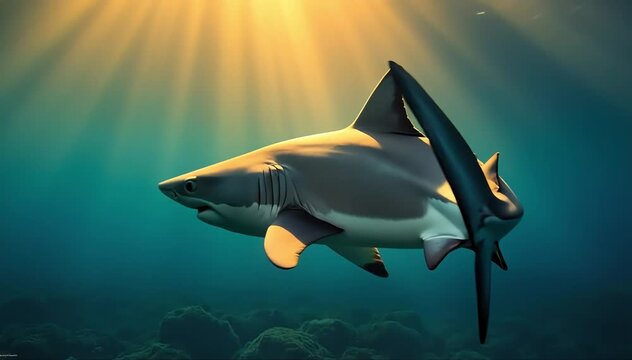 Shark circling protectively around its baby