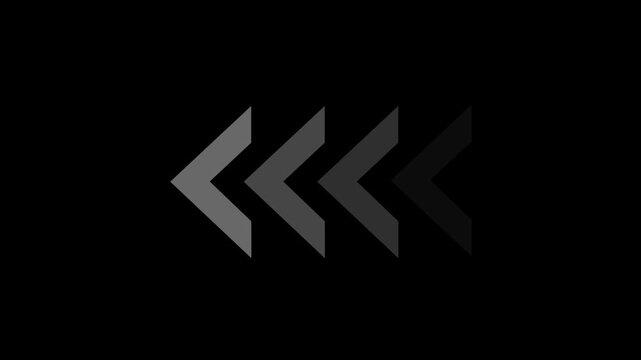 Animated Back Arrows Sequence on Black Background Minimalist Navigation Graphic Design Element