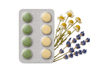 Blister Pack with Herbal Pills and Dried Flowers – Transparent PNG