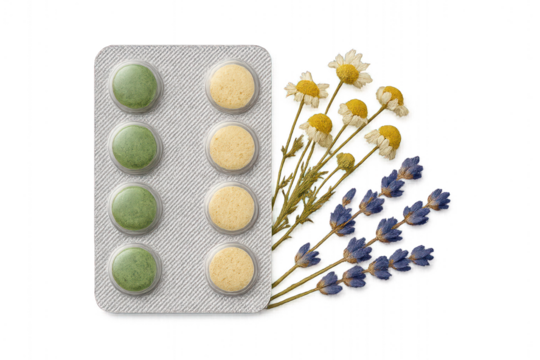 Blister Pack with Herbal Pills and Dried Flowers – Transparent PNG