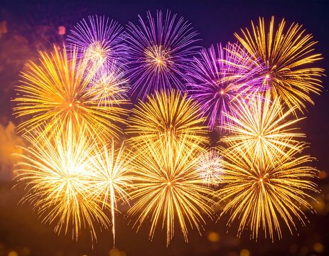 Colorful fireworks exploding in a dark night sky - Powered by Adobe