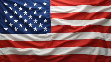 Close-up, Waving American Flag with Red and White Stripes and Stars