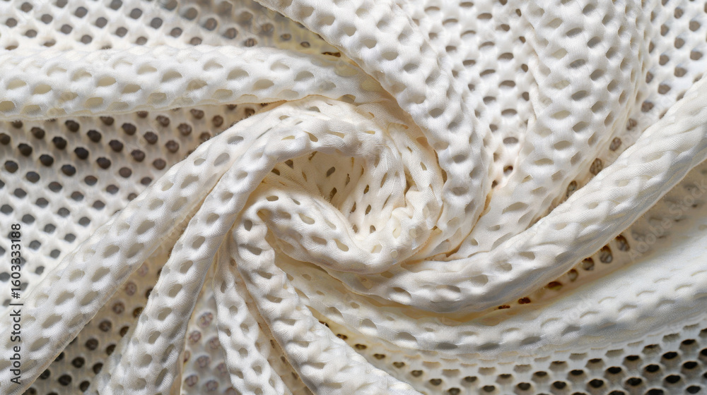 Poster fine mesh fabric texture in translucent view creates unique visual appeal, showcasing intricate patt