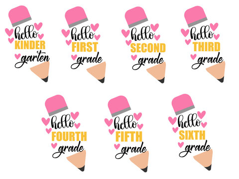 Back to School Bundle, Pencil , Grade Level Vibes , Teacher ,School, School Shirt ,Kid Shirt Vector
