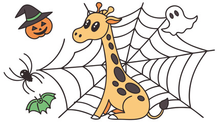 Relaxed expression on a Giraffe in a Halloween theme – Spooky Fun vector art