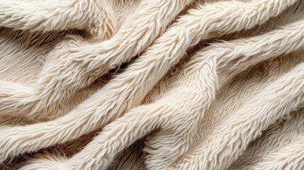 Fototapeta premium Fluffy wool texture with soft curls and light shadow creates cozy and inviting atmosphere. This fabric is perfect for warm clothing or home decor, adding touch of elegance