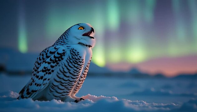 Snowy owl hooting gently