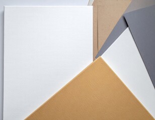 Abstract Layers of Textured White Gray and Tan Paper Cardboard Background