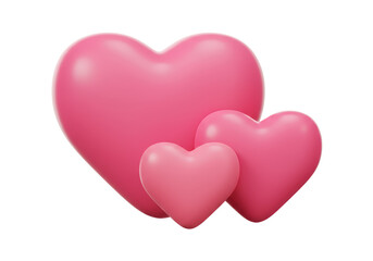 Isolated Cluster of Pink Hearts Romantic Symbol