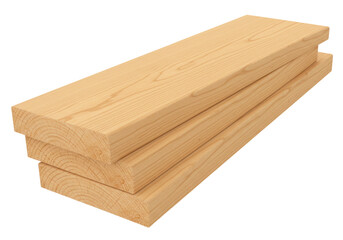 Isolated Stack of Light Wood Planks Construction Material