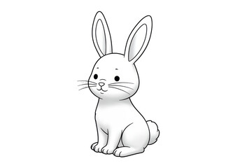 Isolated Cute White Rabbit Sitting Animal