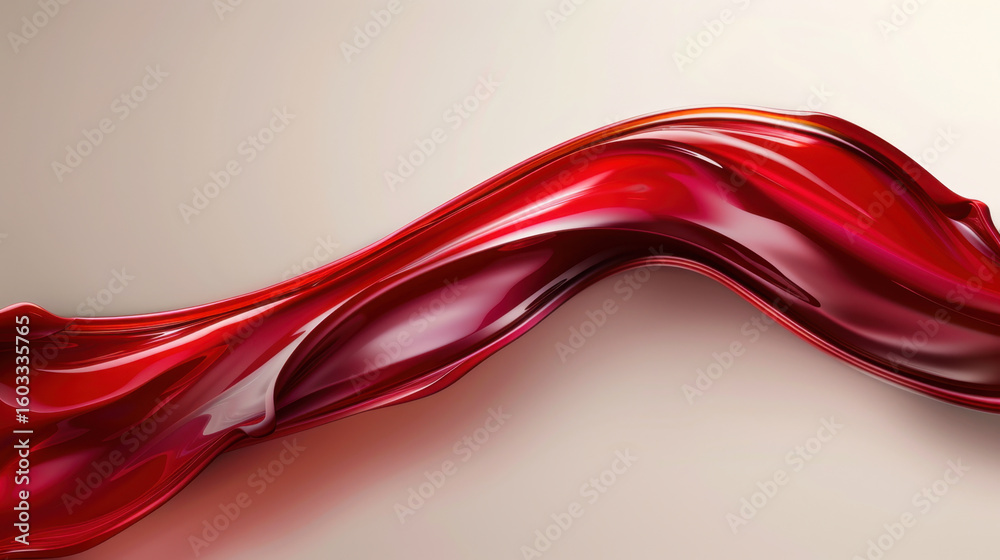 Wall mural flowing abstract design featuring smooth, glossy red curves on soft background creates captivating v