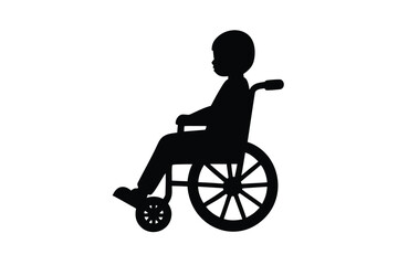 child in wheelchair vector icon silhouette illustr