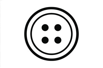 Sewing button vector icon. Simple black and white outline symbol for tailor, fashion design, dressmaking, and crafts. Isolated garment fastener for clothing repair, DIY projects.