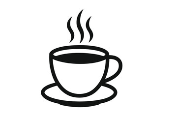 Obraz premium Coffee cup icon vector logo. Hot drink symbol for cafe menu. Steaming mug of espresso or tea. Simple black silhouette illustration. Beverage graphic for coffee shop sign.