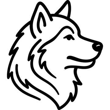 Alaskan malamute dog head side profile outline icon vector