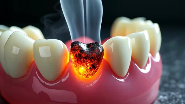 pain tooth, dental decay, cavity pain. Oral health. Gums swell from bacterial infection. Enamel erosion weakens tooth structure. Dental hygiene prevents oral diseases.