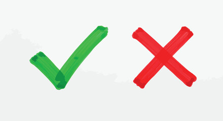 Green check and red cross symbols for approval and rejection