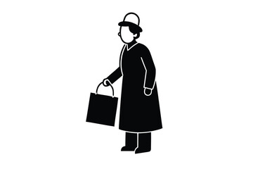 elderly with shopping bag vector icon illustration