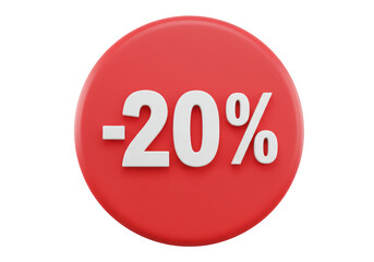 Isolated Red Discount Tag with 20 Percent Off