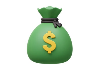 Isolated Green Sack Bag with Dollar Sign
