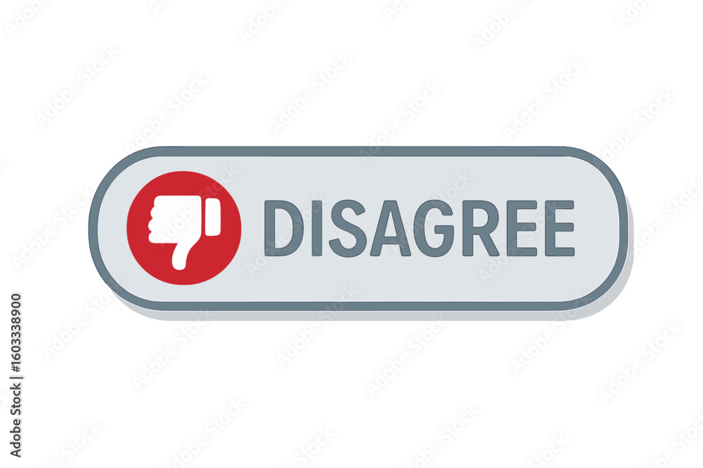 Poster disagree web button with thumbs down icon. vector for ui and ux design. negative feedback, dislike, 