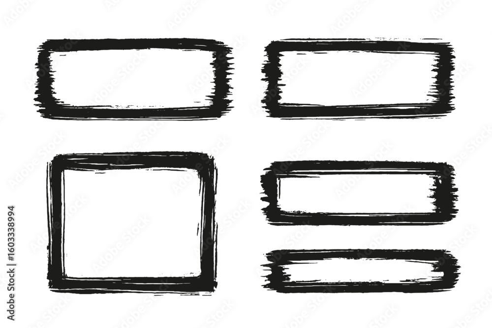 Fototapete grunge frames collection. set of black brush stroke banners. dirty ink border elements. hand drawn r