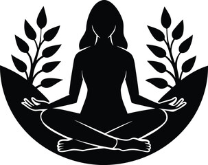 Woman Meditating Outdoors Silhouette | Peaceful Mindfulness Practice Scene