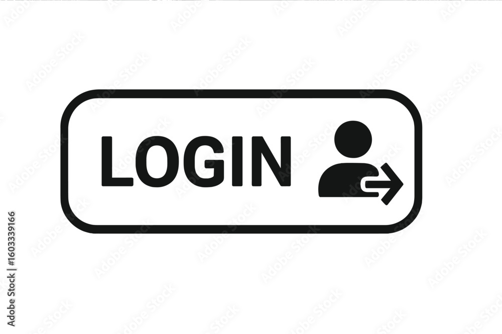 Poster login button vector icon – modern web access sign, user authentication symbol, secure login interfac