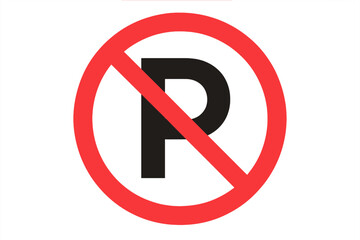 No parking sign vector illustration. Road traffic control prohibition symbol. Car parking is not allowed icon. Forbidden, restricted area and illegal parking zone concept design.