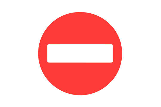 No entry sign vector illustration. Do not enter traffic symbol. Wrong way warning icon. Red stop circle with white bar. Forbidden, restricted access concept design element.