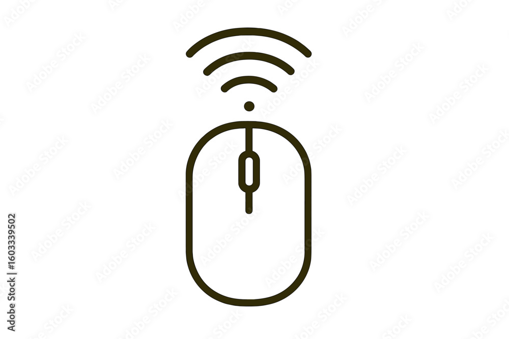 Fototapete wireless computer mouse icon in thin line style. vector illustration of a pc peripheral with wifi co