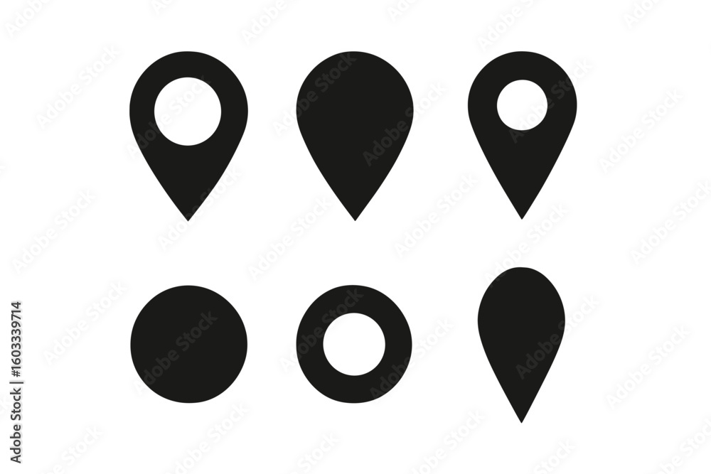 Poster map location icon set. gps pin and marker for destination point. navigation pointer symbol for addre