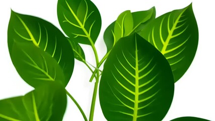 Growing Greenery: Fresh Leaves Blooming in Vivid Detail Against White Backdrop