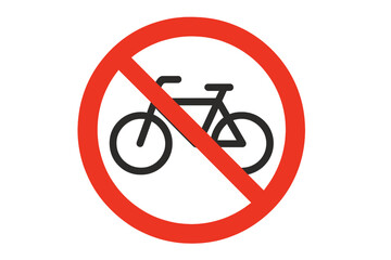 No Bicycles Allowed Sign, Prohibition Road Symbol, Stop Cycling Vector Illustration, Red Circle with Diagonal Line, Bike Ban, Traffic Control, Safety Regulation, Urban Street Warning