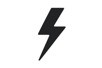 Obraz premium Bold Lightning Bolt Icon, Electric Power Symbol, Simple Black Thunderbolt Shape, High Voltage Alert, Energy Concept, Flat Vector Graphic on White Background, Minimalist Electricity Design