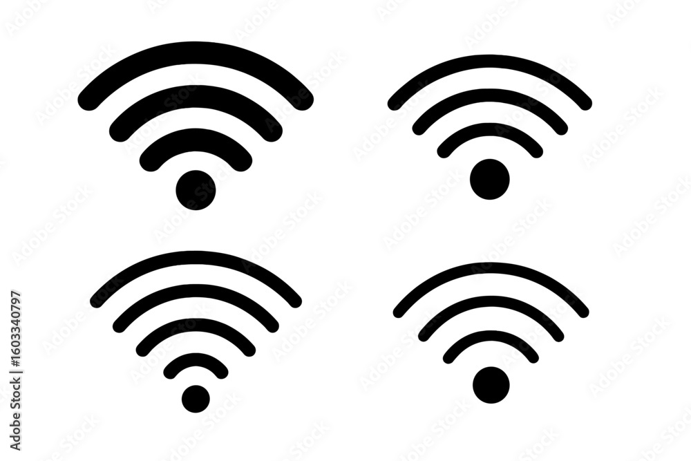 Poster wifi icon set. wireless internet connection symbol. network signal strength indicator. free public h