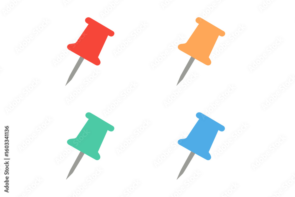 Poster pushpin flat icons set. pointer of location on the map. map pins collection. indicative marker for g