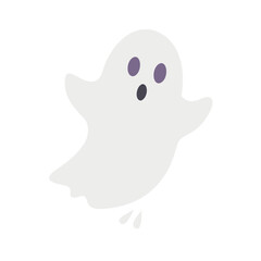 A white ghost with purple eyes and mouth vector illustration