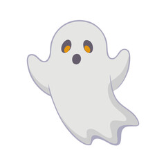 A cute cartoon ghost with surprised expression for halloween designs
